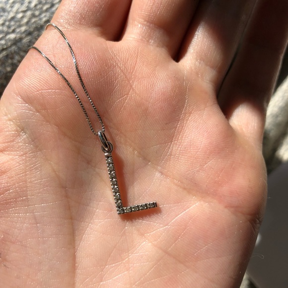 Diamond ‘L’ Necklace - Picture 4 of 4